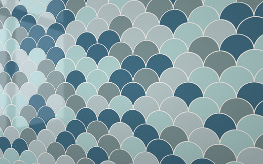 Mermaid Patterned Hampton Blue Scale (100mm x 100mm)