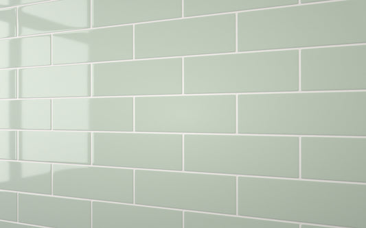 Flat Metro Large Brick Tile Glass Green (300mm x 100mm)