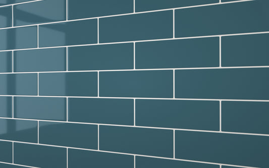 Flat Metro Large Brick Tile Teal Blue (300mm x 100mm)