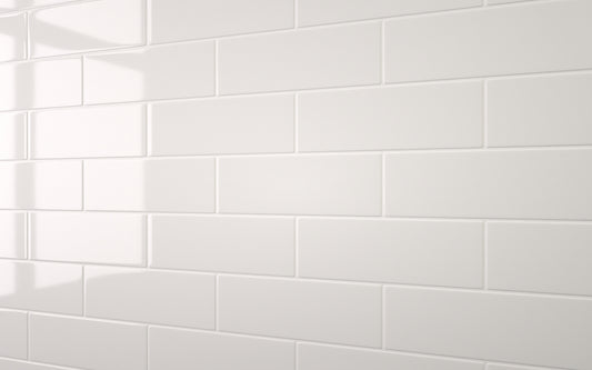 Flat Metro Large Brick Tile White (300mm x 100mm)