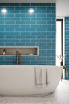 Flat Metro Large Brick Tile Teal Blue (300mm x 100mm)