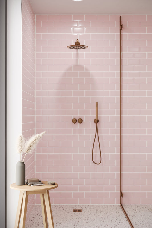 Bevel Metro Tile Pastel Pink (150mm x 75mm)