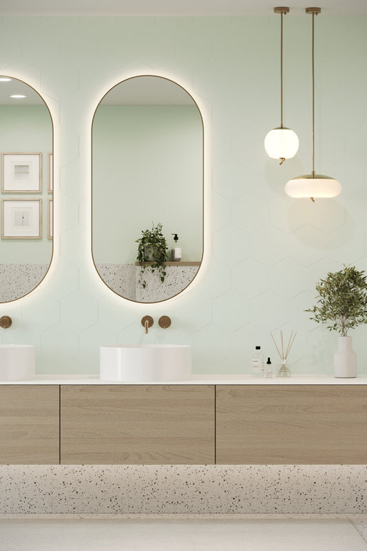 Hexagon Glass Green (160mm x 185mm)