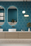 Hexagon Teal Blue (160mm x 185mm)