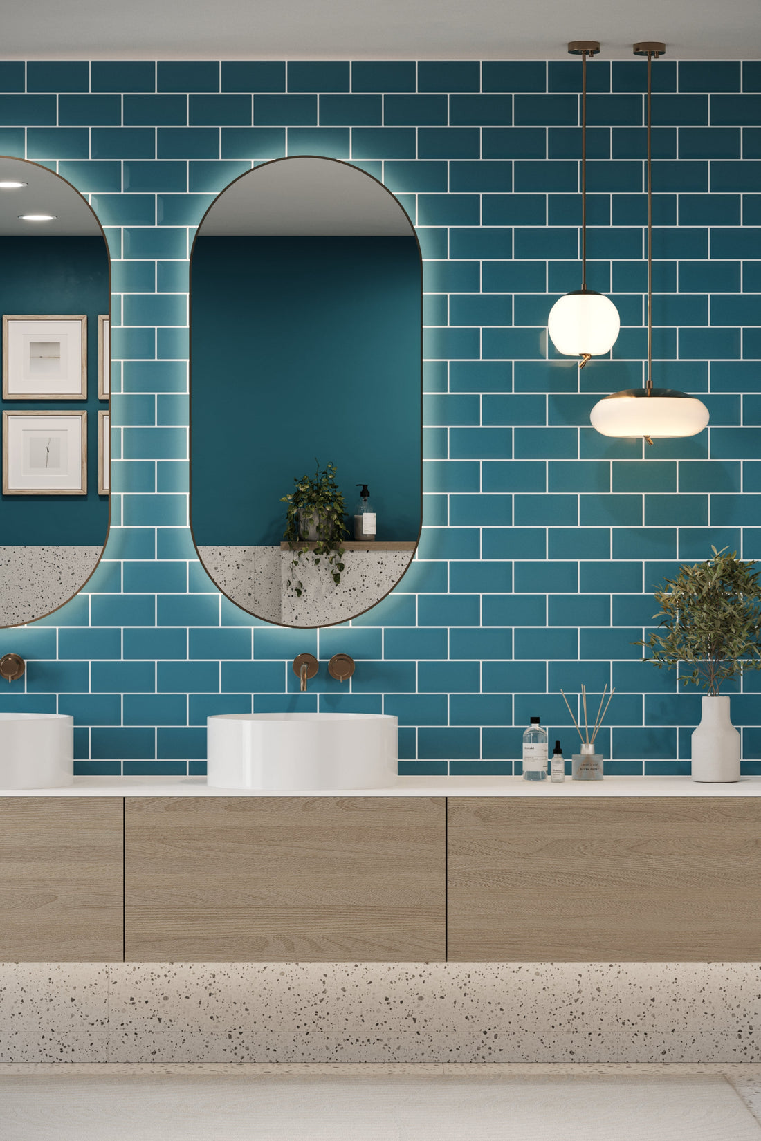 Bevel Metro Tile Wall Panel Teal Blue - Reco Surfaces