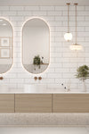 Flat Metro Large Brick Tile White (300mm x 100mm)