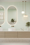 Flat Metro Large Linear Tile Glass Green (300mm x 100mm)