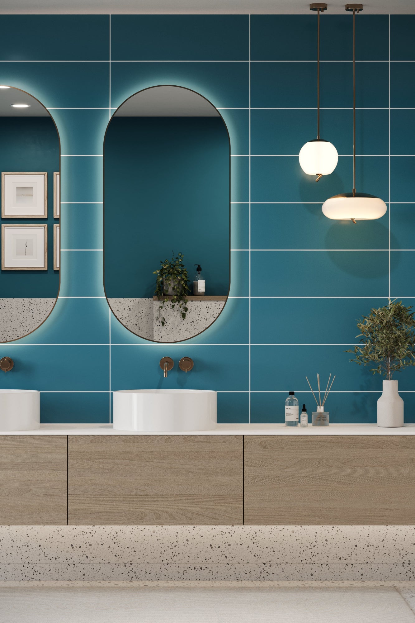 Metro Long Tile Teal Blue Wall Panel - Reco Surfaces