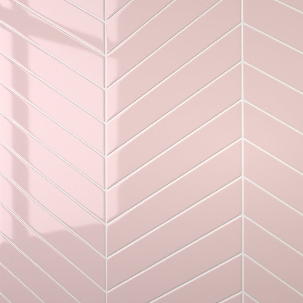 Chevron Tile Pastel Pink Wall Panel - Reco Surfaces