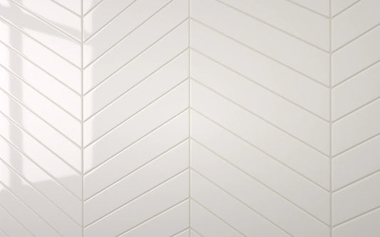 Sample: Chevron White With Light Grey Grout