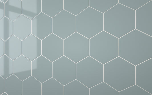 Sample 600:Hexagon - Duck Egg Blue - White  PVC