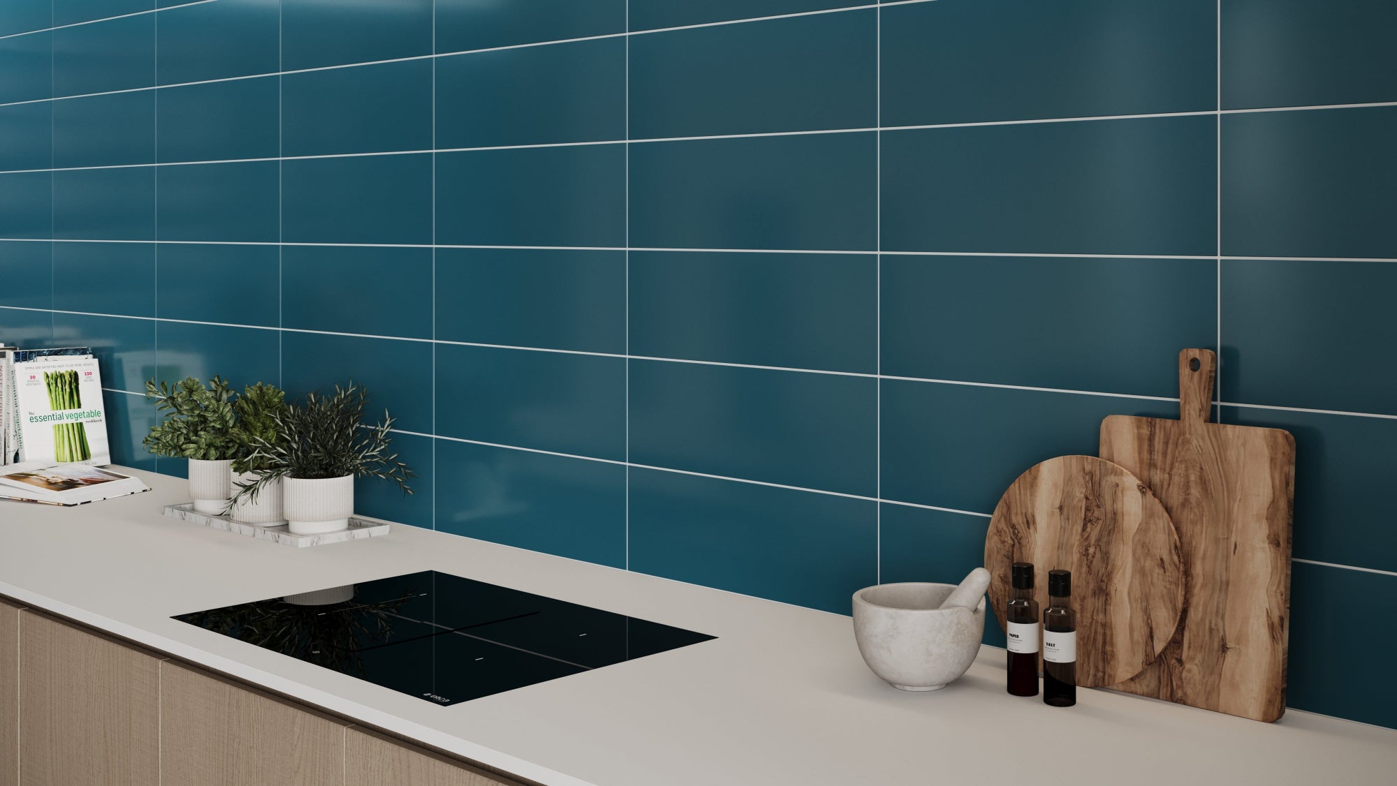 Metro Long Tile Teal Blue Wall Panel - Reco Surfaces