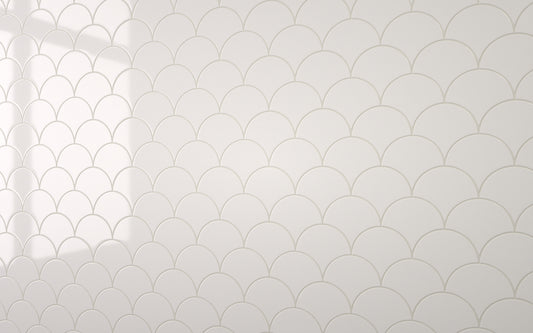Sample: Mermaid Tile White With Light Grey Grout