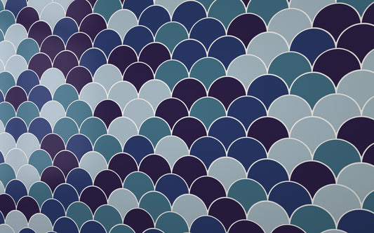 Sample: Mermaid Tile Patterned Denim Blue