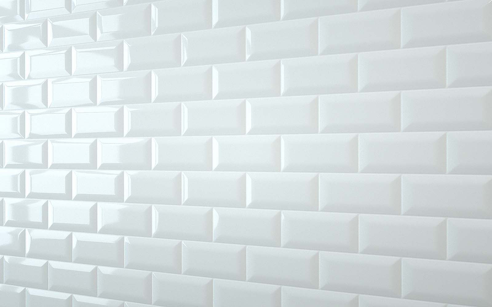 Sample: Bevel Metro Tile Landscape White With White Grout - Reco Surfaces