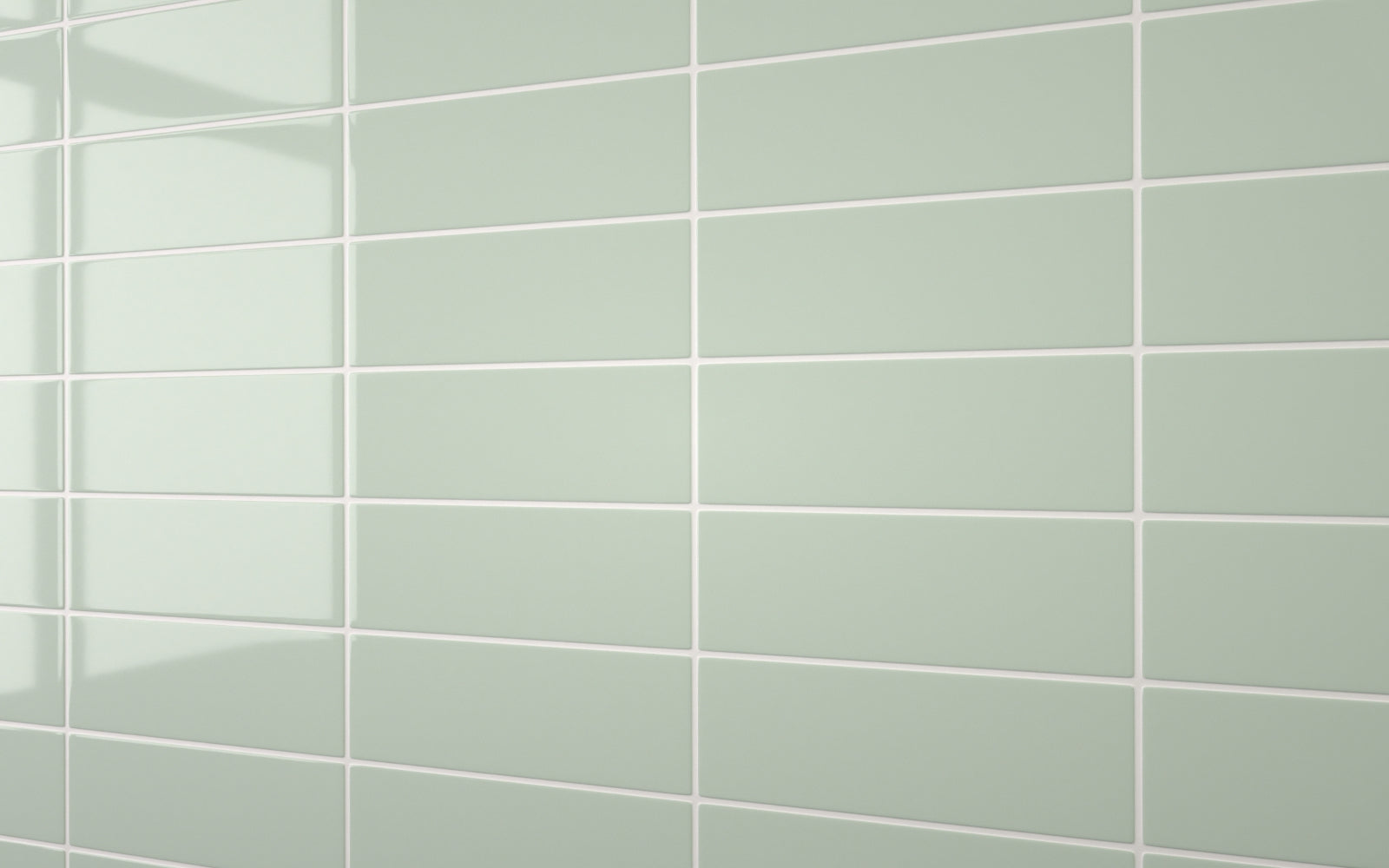 Linear Tiling Sample: Flat Metro Large Linear Tile Glass Green - Reco Surfaces