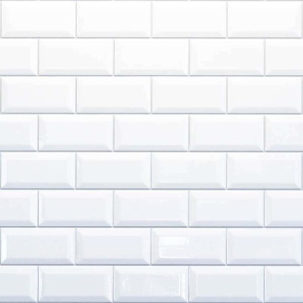 White Metro Bevelled Tile Panels With Grey Grout - Reco Surfaces