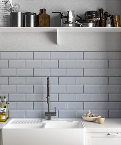 White Metro Bevelled Tile Panels With, White Bathroom Tile With Grey Grout